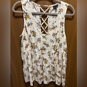 Torrid Floral Print top with Strappy Detail